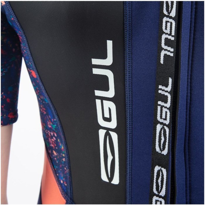 2025 Gul Junior Response 3/2mm Back Zip Shorty Wetsuit RE3321-C1 - Blue / Rose